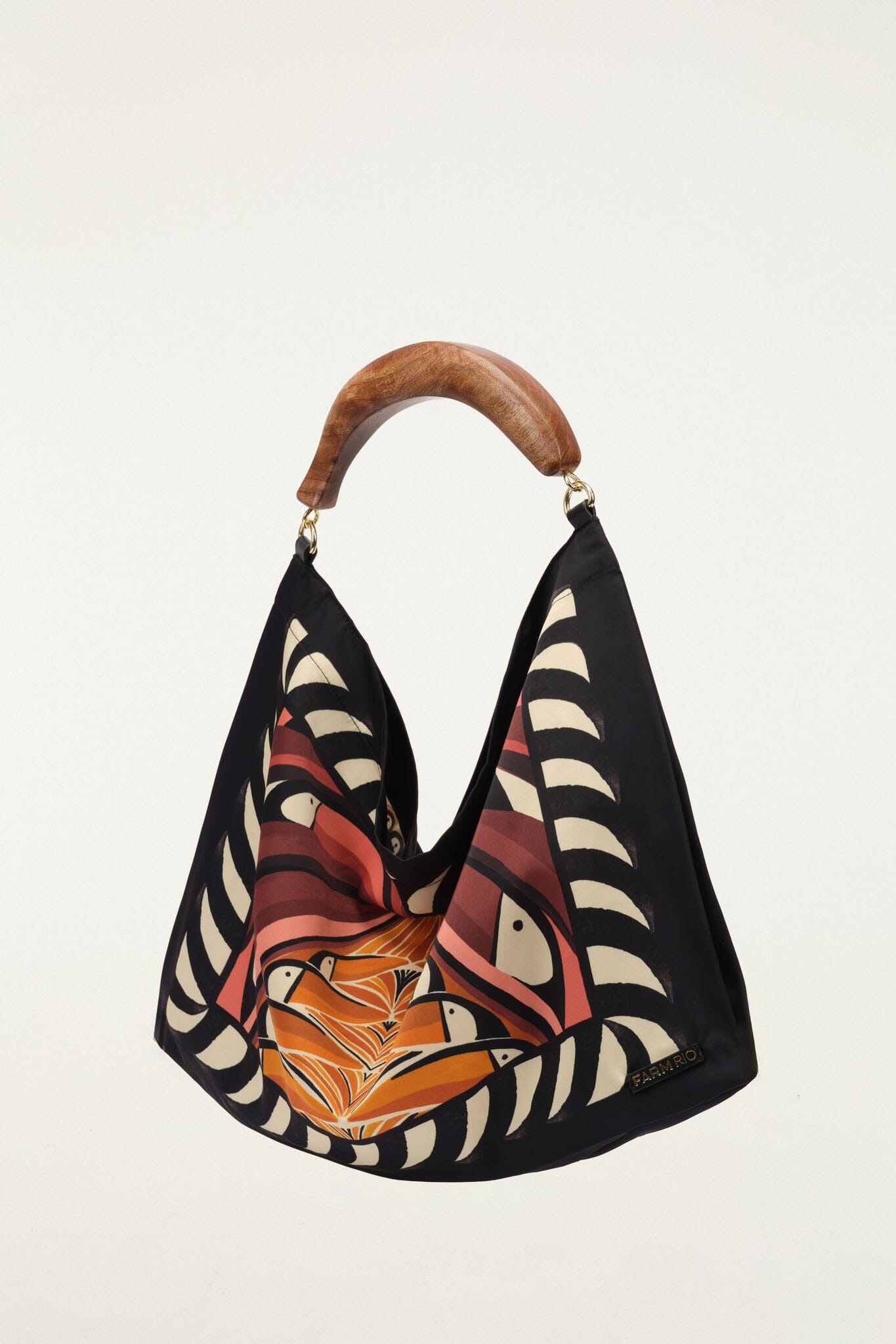 Black Satin Small Scarf Bag - FARM Rio TOUCAN TREE FARMLAB PINK