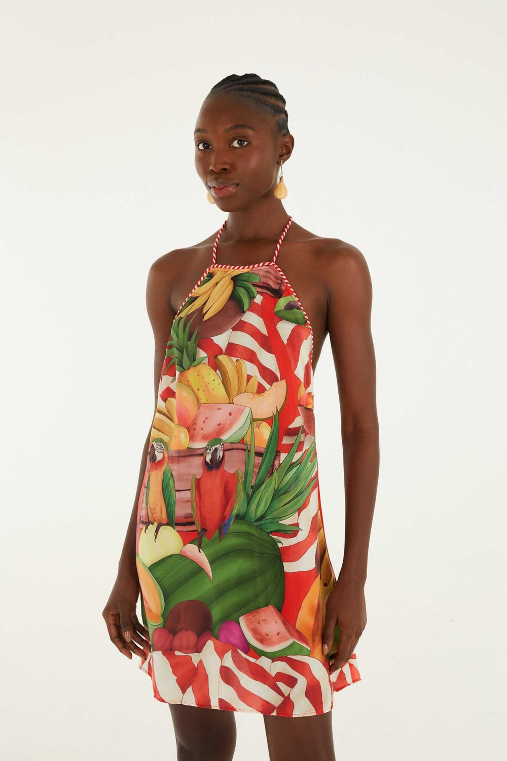 Multicolor Tropical Rope Ties Mini Dress - FARM Rio FRUIT GARDEN