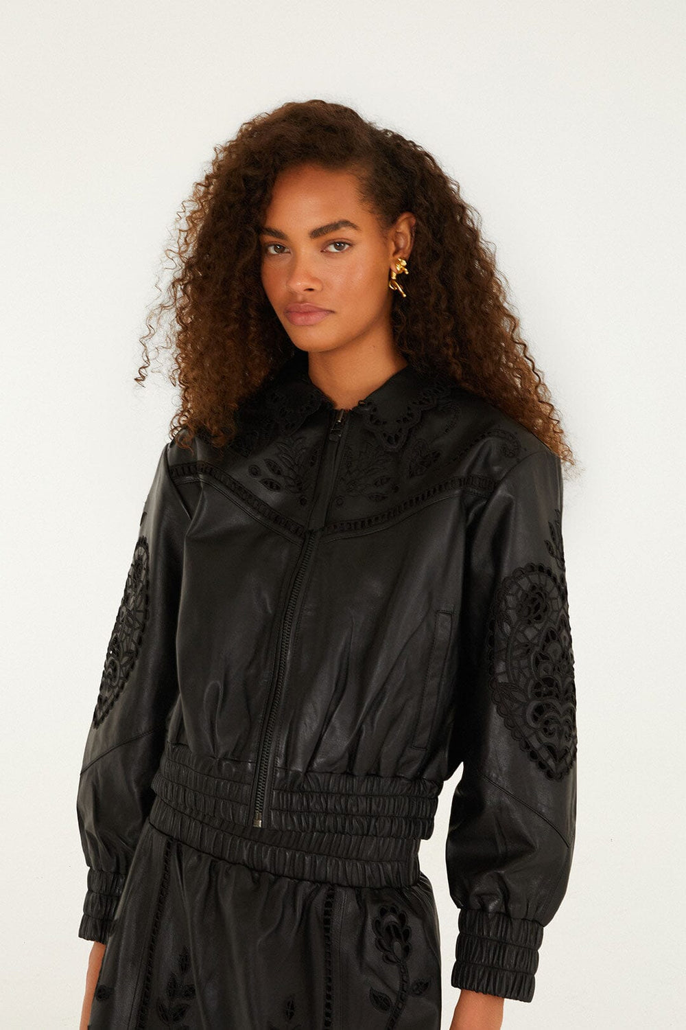 Black Richelieu Heart Jacket - FARM Rio BLACK