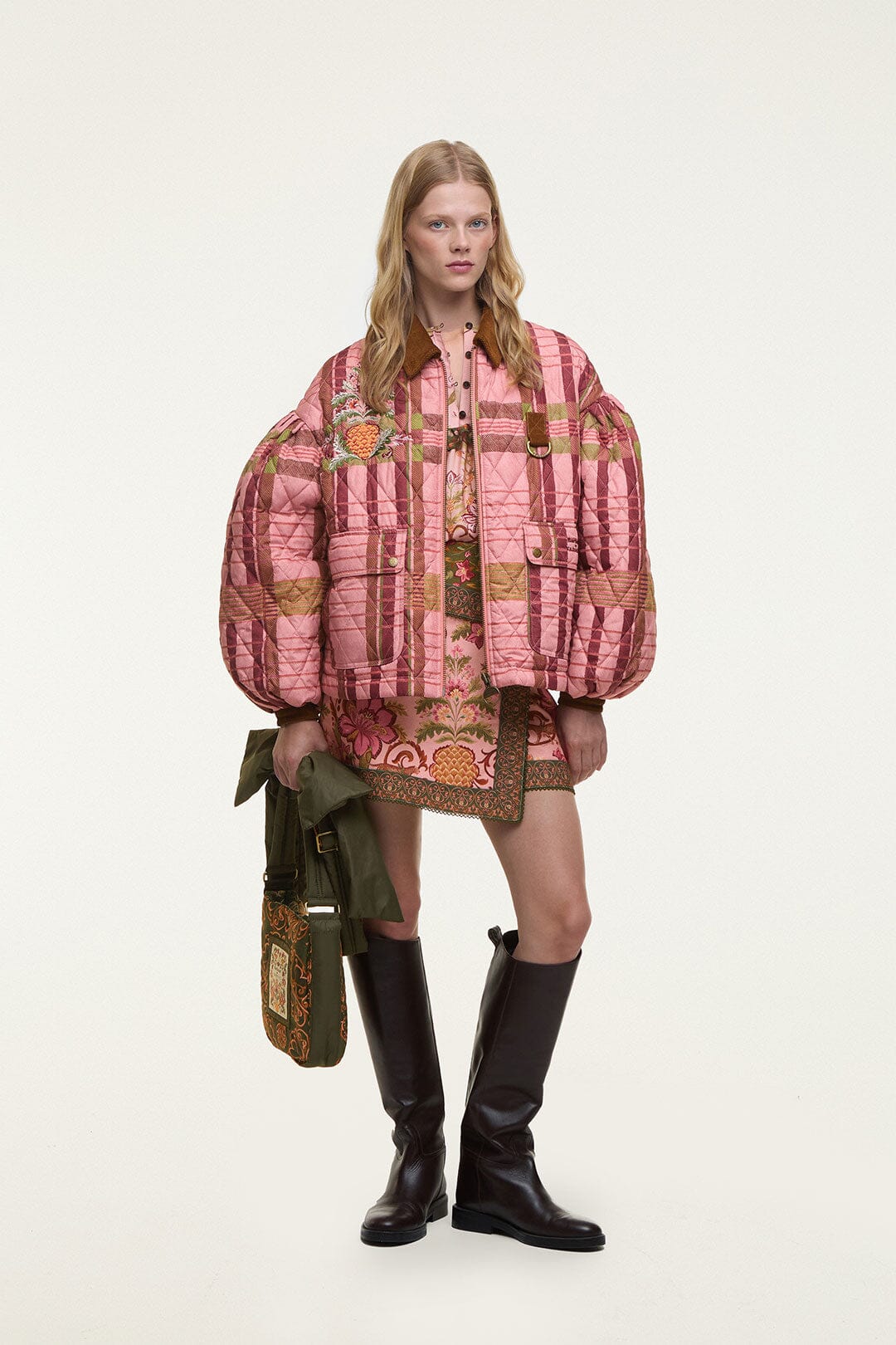 Ana-Clara Quilted Jacket - FARM Rio TARTAN PINK