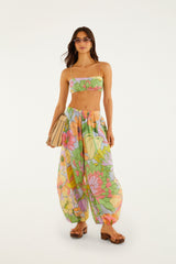 Multicolor Spring Affair Beaded Organic Cotton Crop Top - FARM Rio SPRING AFFAIR LIGHT BLUE
