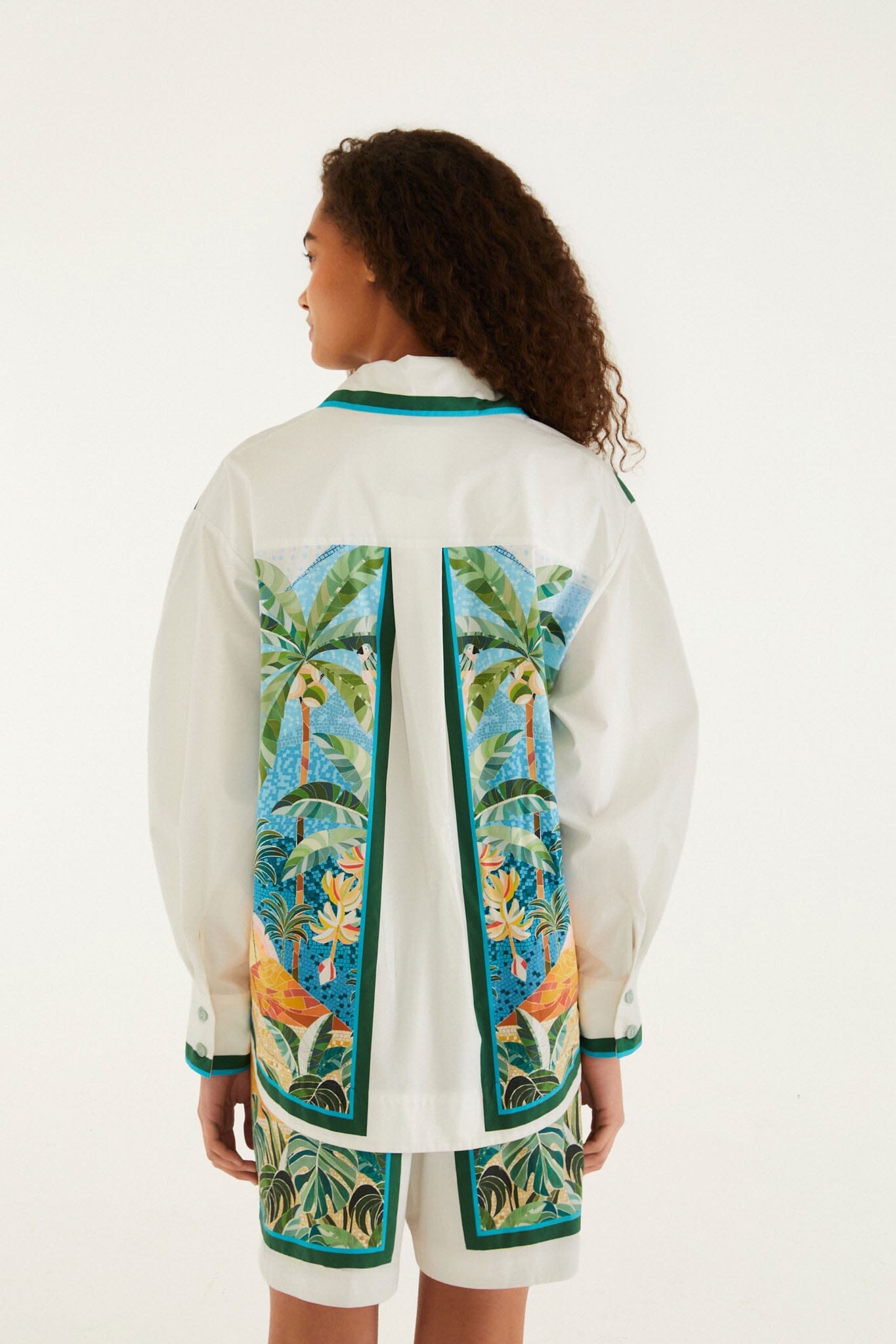 Multicolor Rio Mosaic Collared Buttoned Shirt - FARM Rio RIO MOSAIC MULTICOLOR
