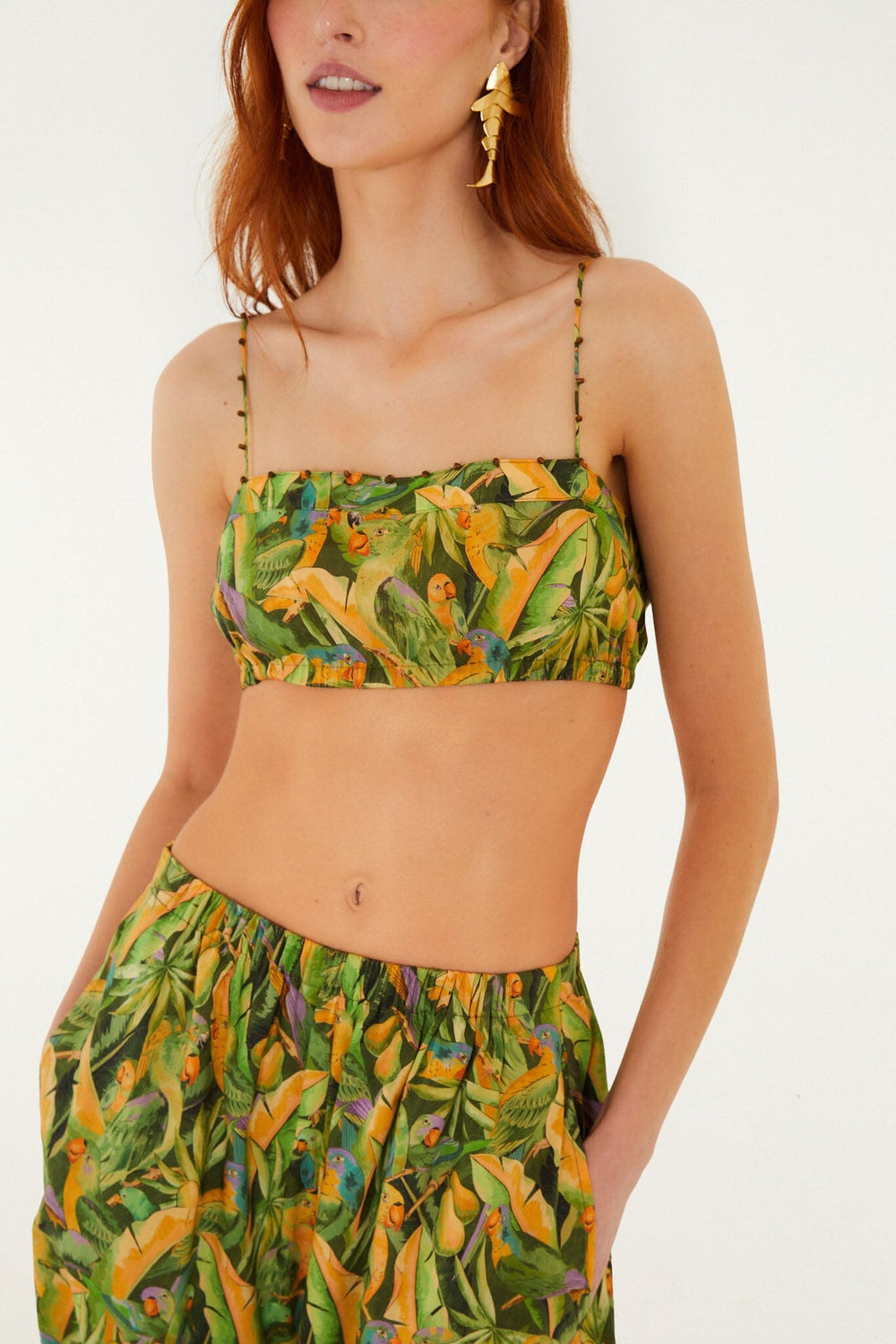 Forest Green Parrots Balloon Top - FARM Rio PARROTS FOREST GREEN