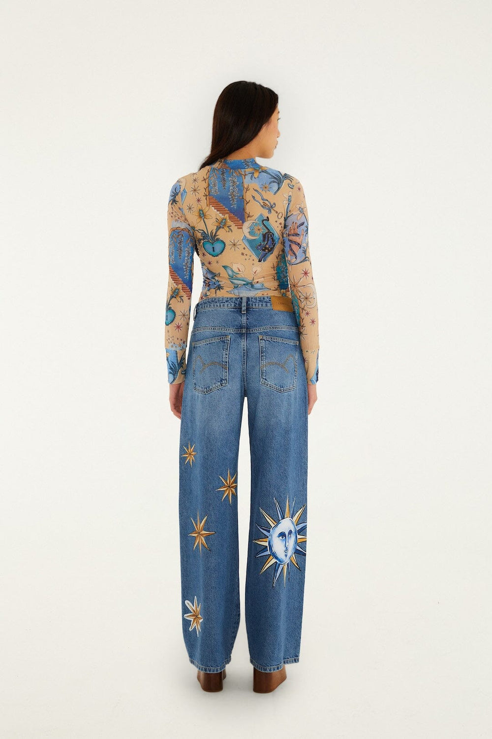 Denim Mystical Wide-Leg Pants - FARM Rio DENIM