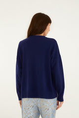 Dark Blue Love Birds Embroidered Sweater - FARM Rio BLUE