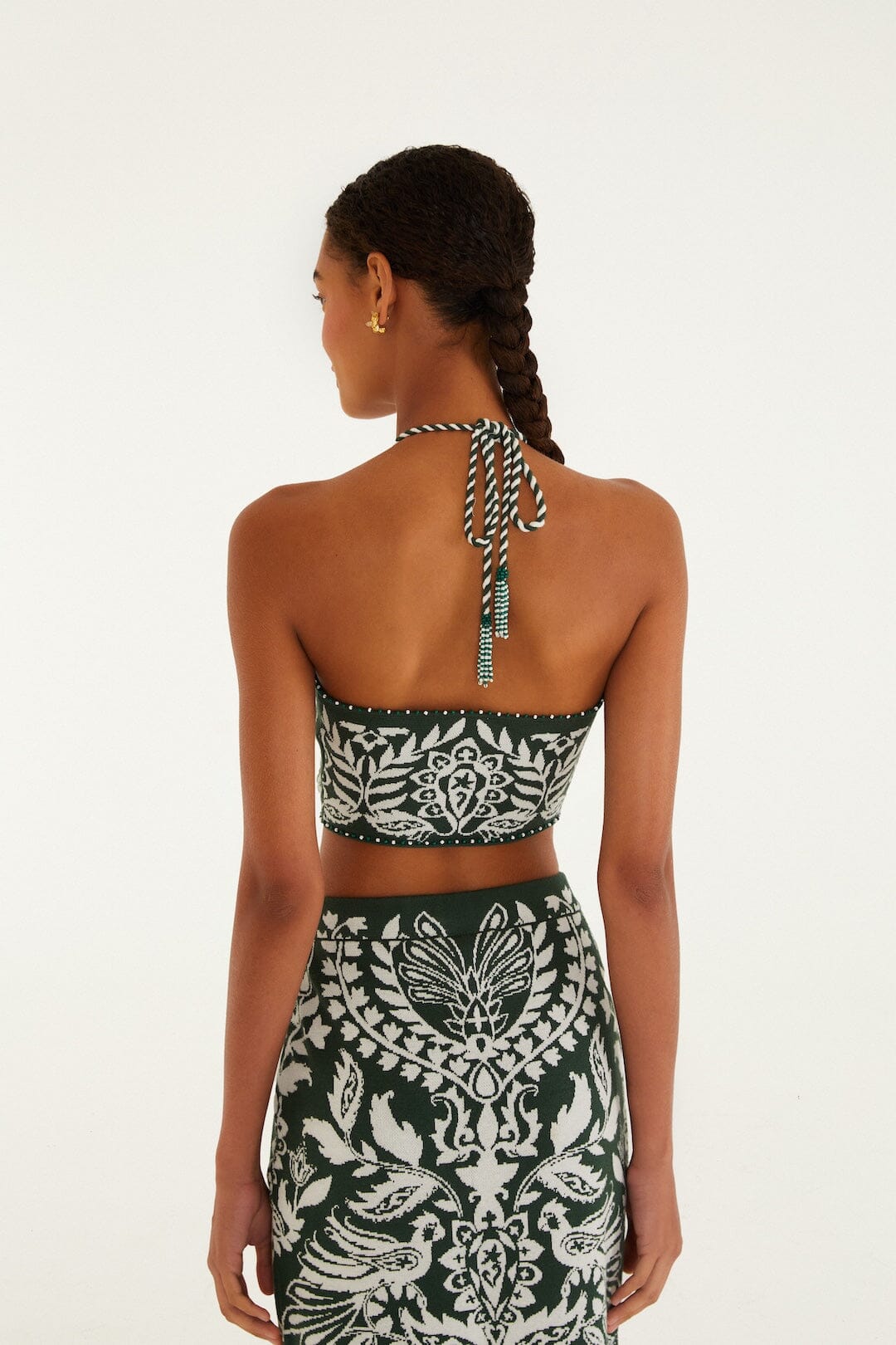 Dark Green Miranda Beaded Knit Top - FARM Rio MIRANDA DARK GREEN